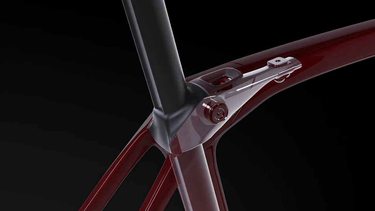 Rafdiografía del interior del sistema IsoSpeed 2023. El tornillo bajo el tubo superior solo tiene la función de acceder al sistema para lso mantenimientos. 
