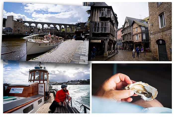Vistas del puerto de Dinan, ferry de Dinan Saint Malo y el casco hirtórico de Dinan Vistas del puerto de Dinan, ferry de Dinan Saint Malo y el casco hirtórico de Dinan